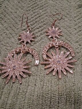 Rose Gold Crystal Starburst Drop Earrings